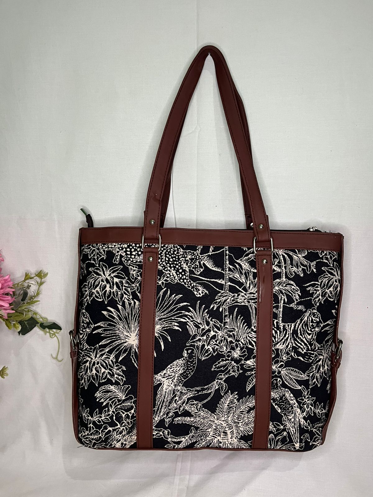 Gozya Handcraft Vegan Leather Black color Animal Print Tote Bag with Elegant Design