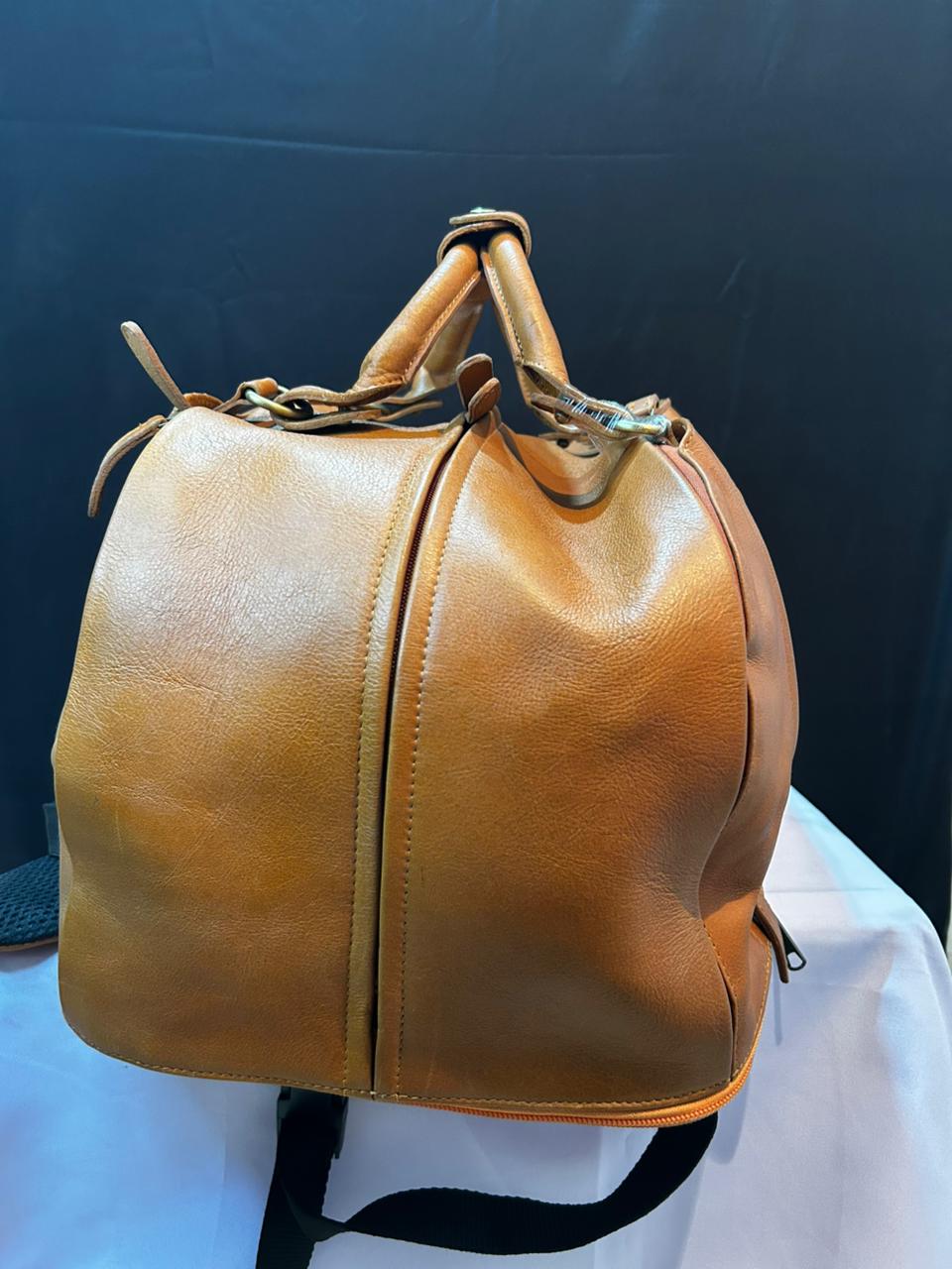 Premium Leather Travel Duffle Backpack