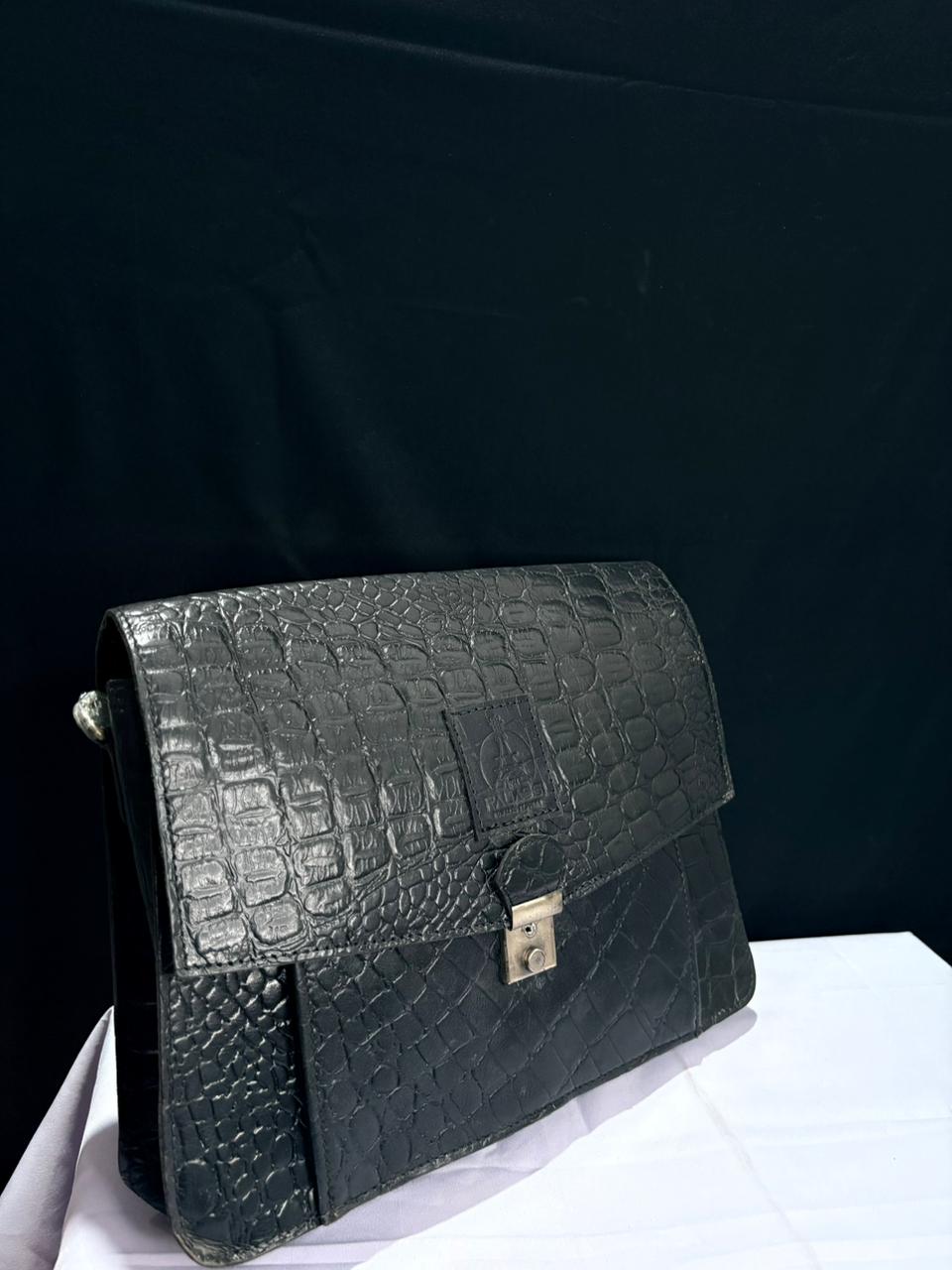 Noir Croc Statement Sling