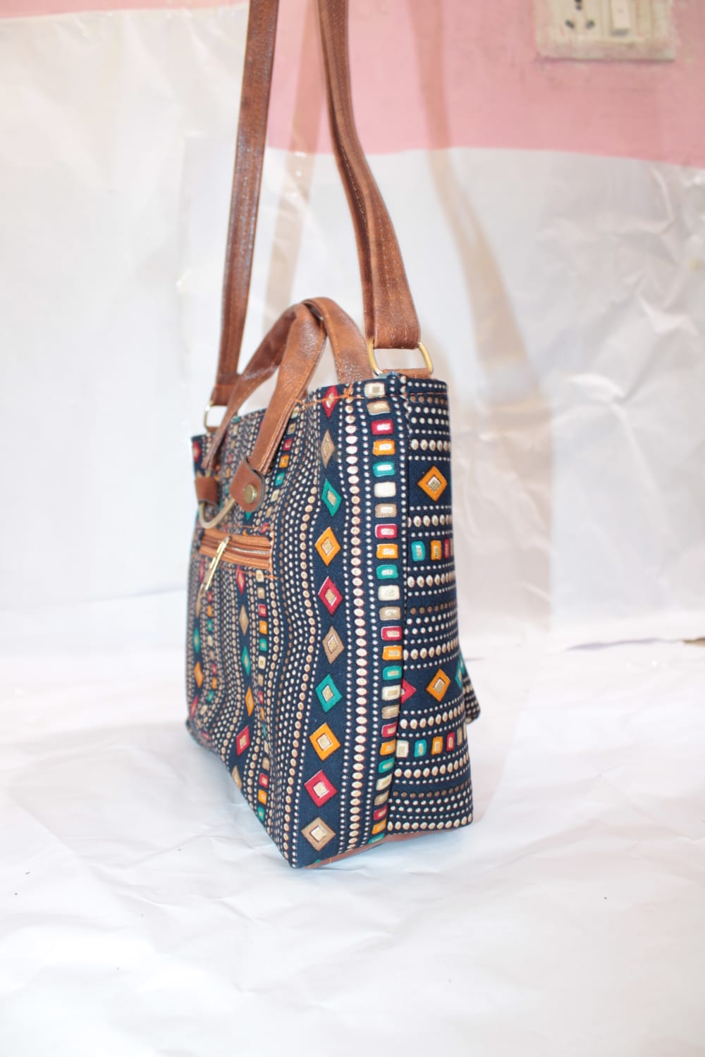 Gozya Handicraft Handbag and Shoulder Bag, Top Handle Satchel, and Spacious Zipper Compartment