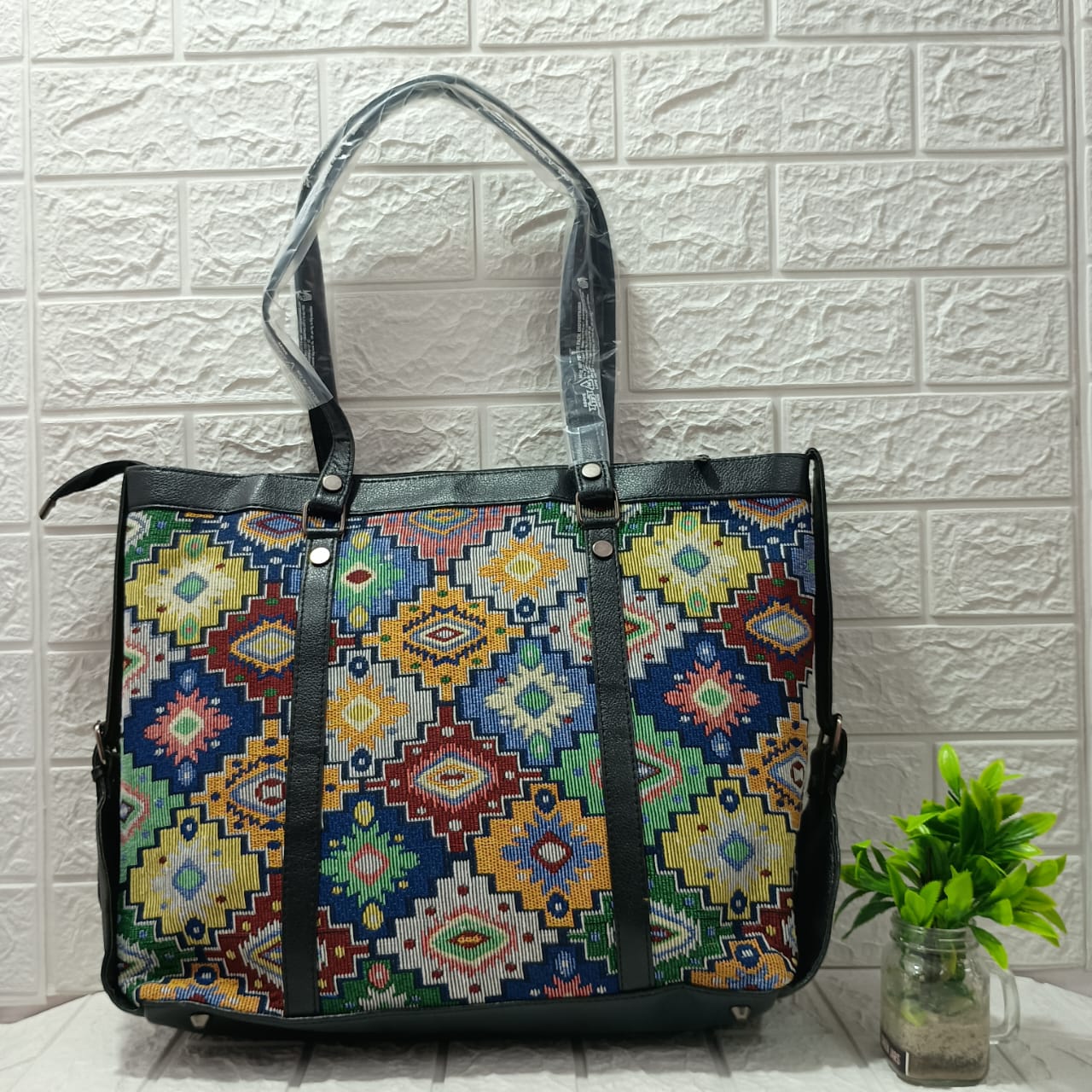 Gozya multicolor block print Tote Bag handcrafted with elegant Design