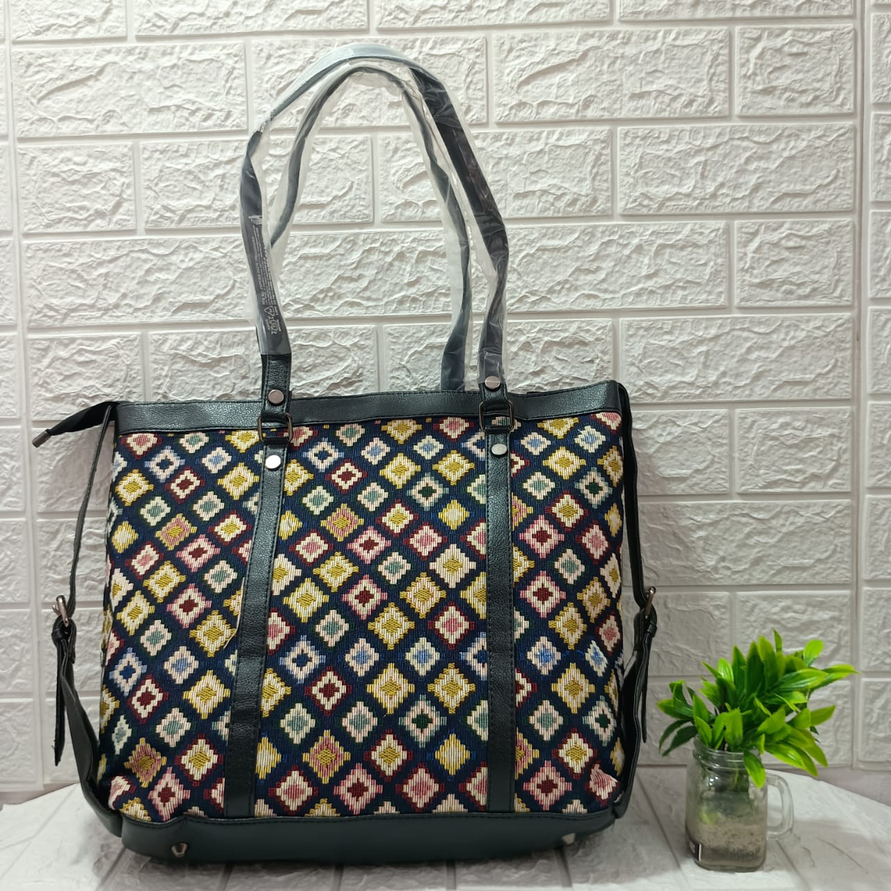 Gozya multicolor block print Tote Bag handcrafted with elegant Design