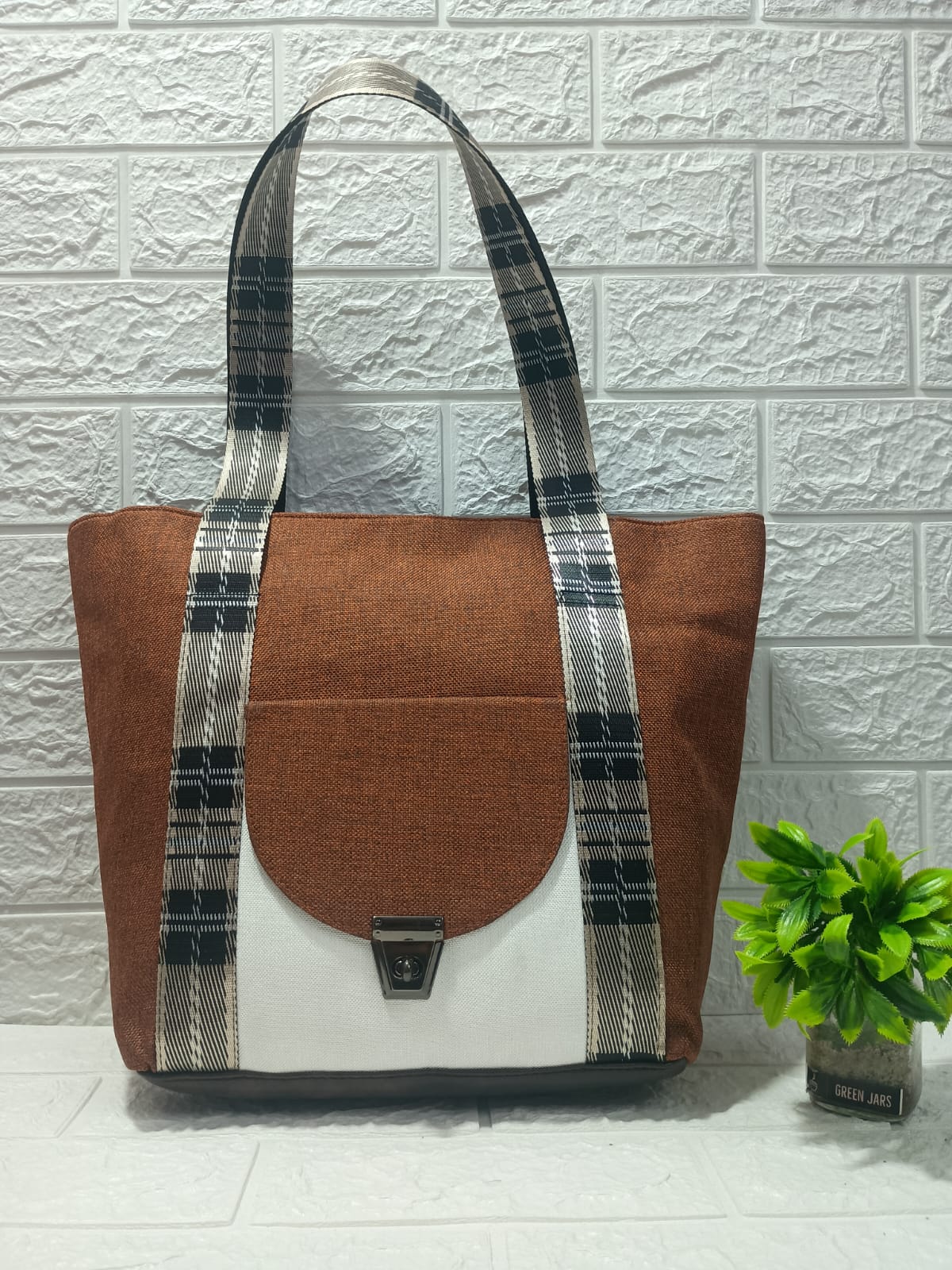 Gozya Brown Tote Bag handcrafted with elegant Design