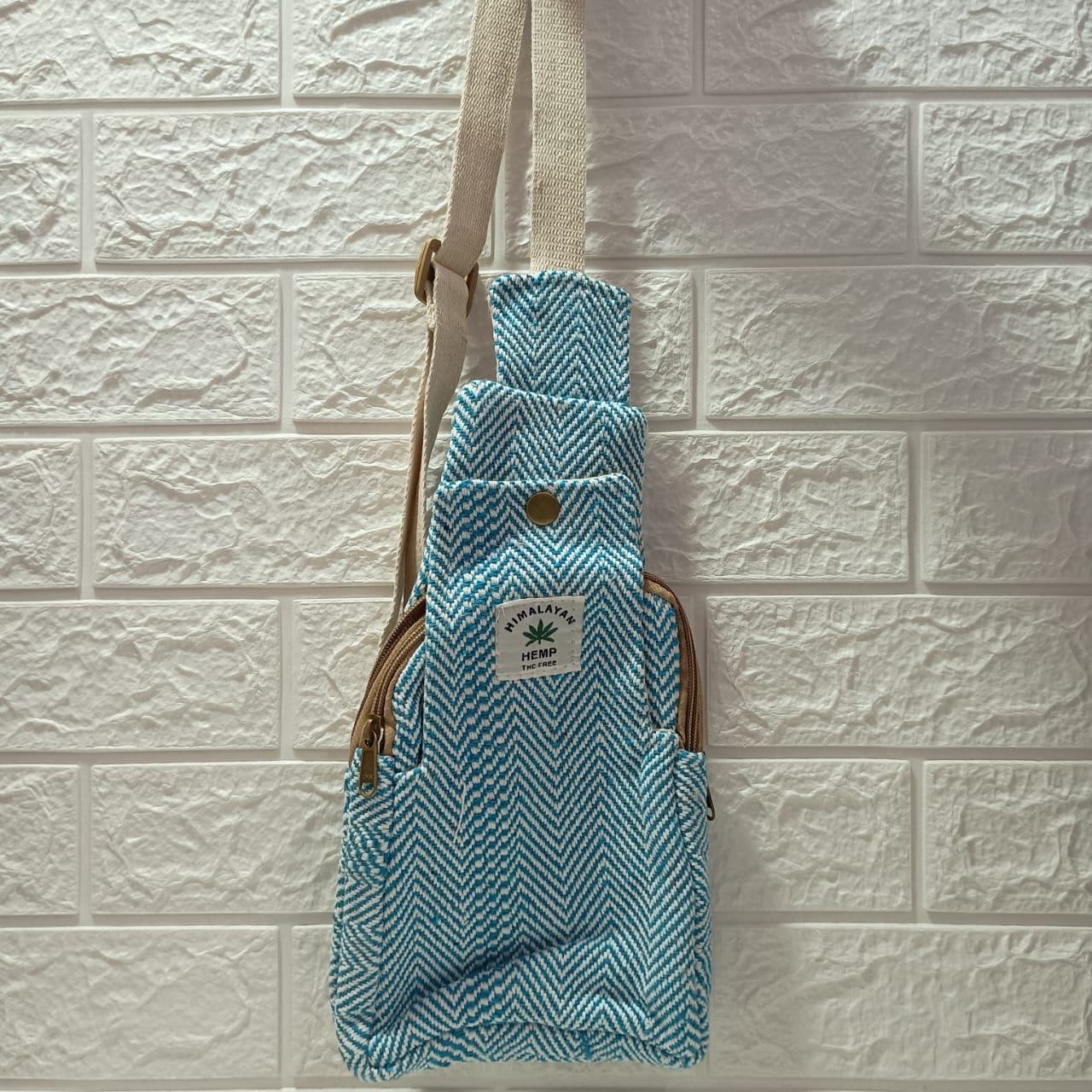 Gozya Natural Hemp Stylish Crossbody Shoulder bag Backpack Adjustable Strap for Men & Women with multi utility pouch