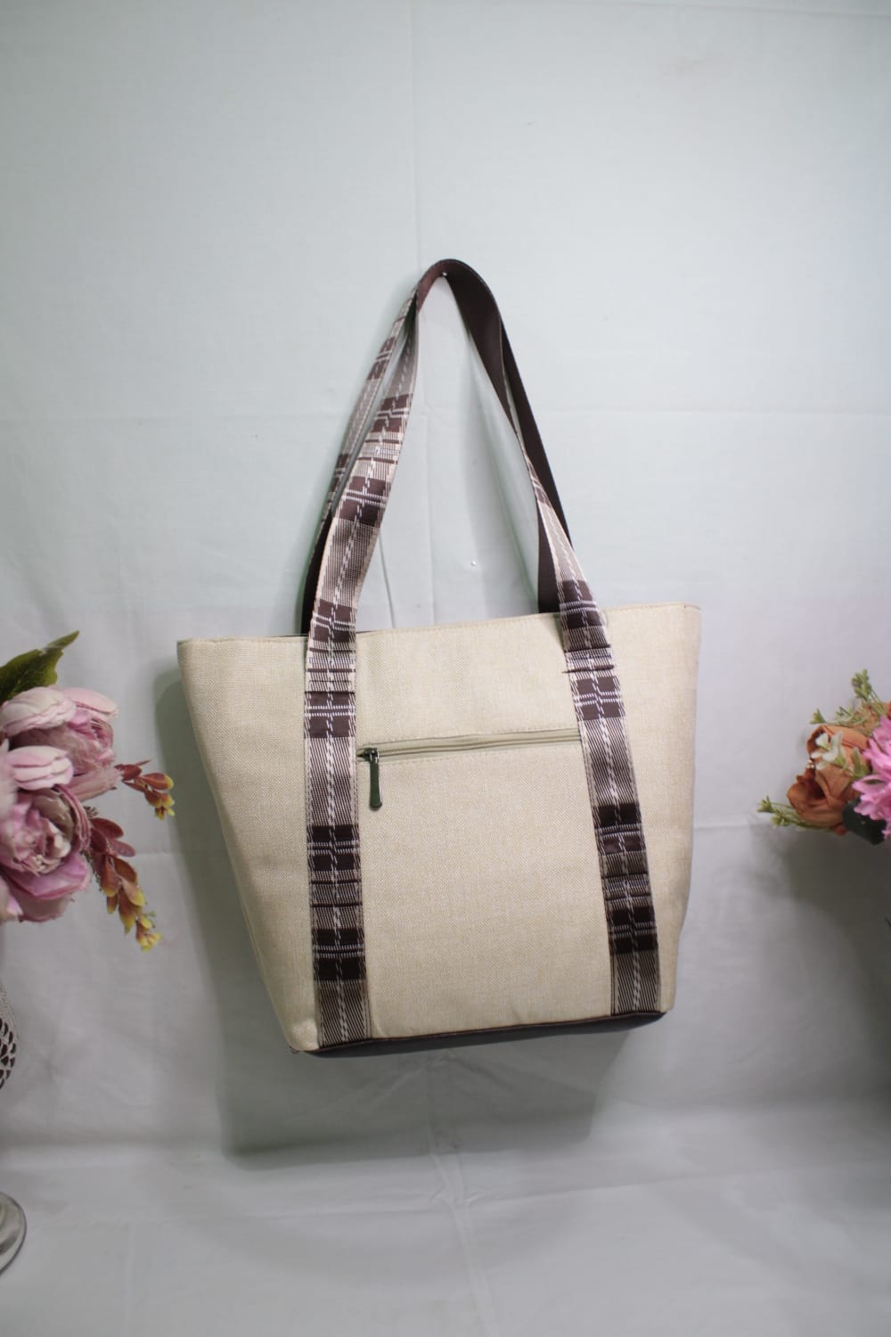Gozya Cream color Tote Bag handcrafted with elegant Design
