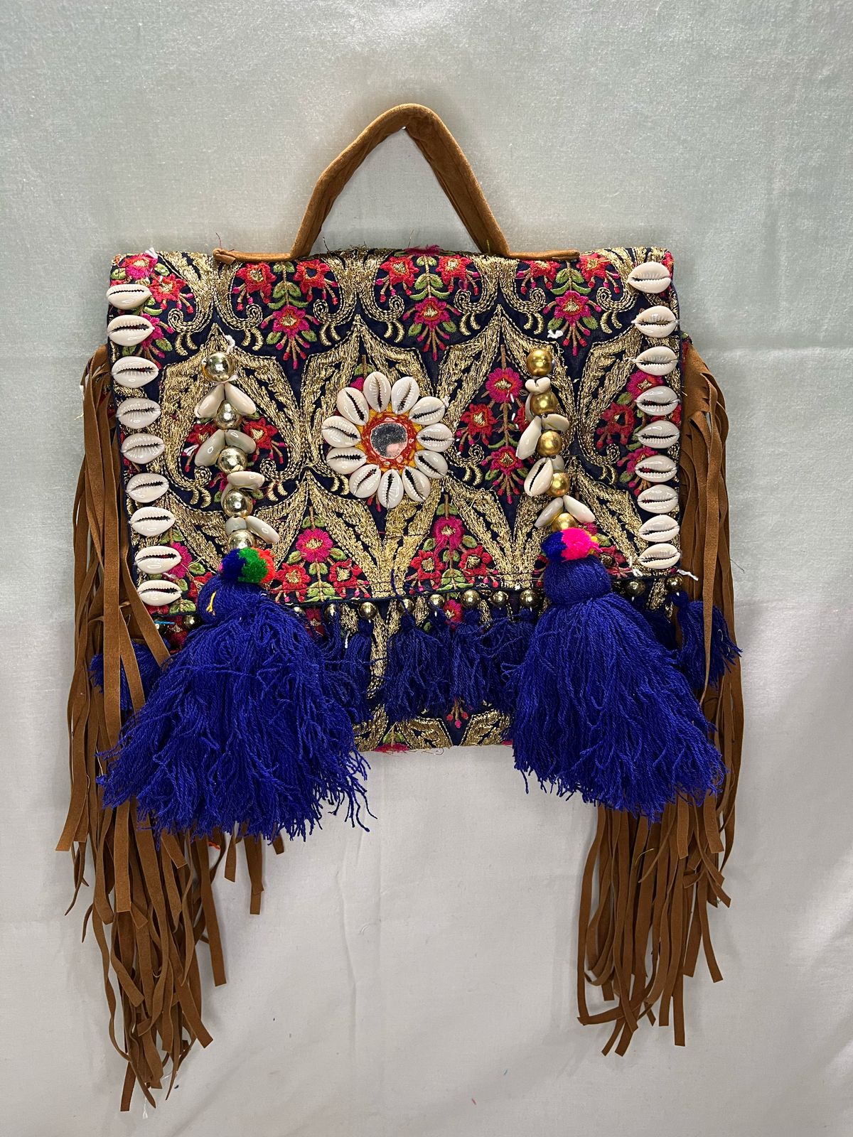 GOZYA Handcrafted Banjara Ethnic vintage Sling Bag Embroidered GZB11 Design Fringed with Strap Crossbody bag for Girls & Women