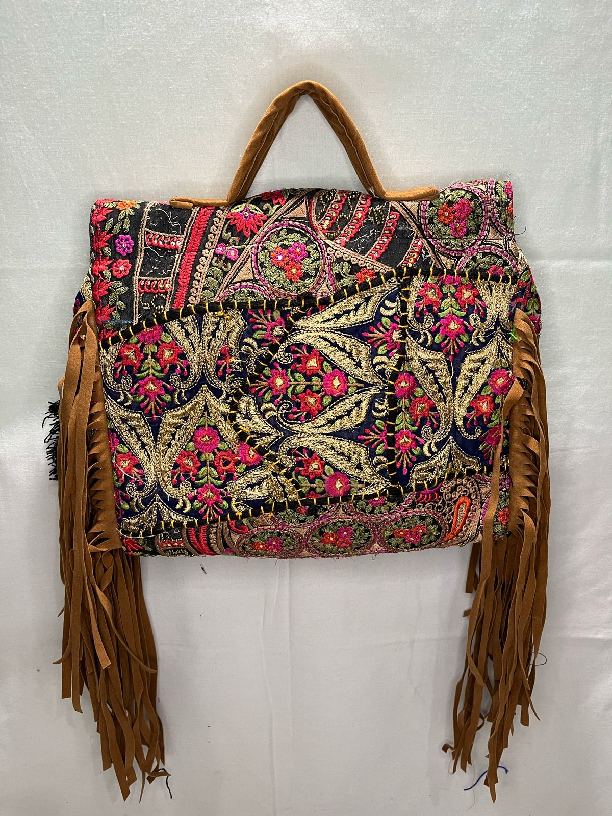 GOZYA Handcrafted Banjara Ethnic vintage Sling Bag Embroidered GZB6 Design Fringed with Strap Crossbody bag for Girls & Women