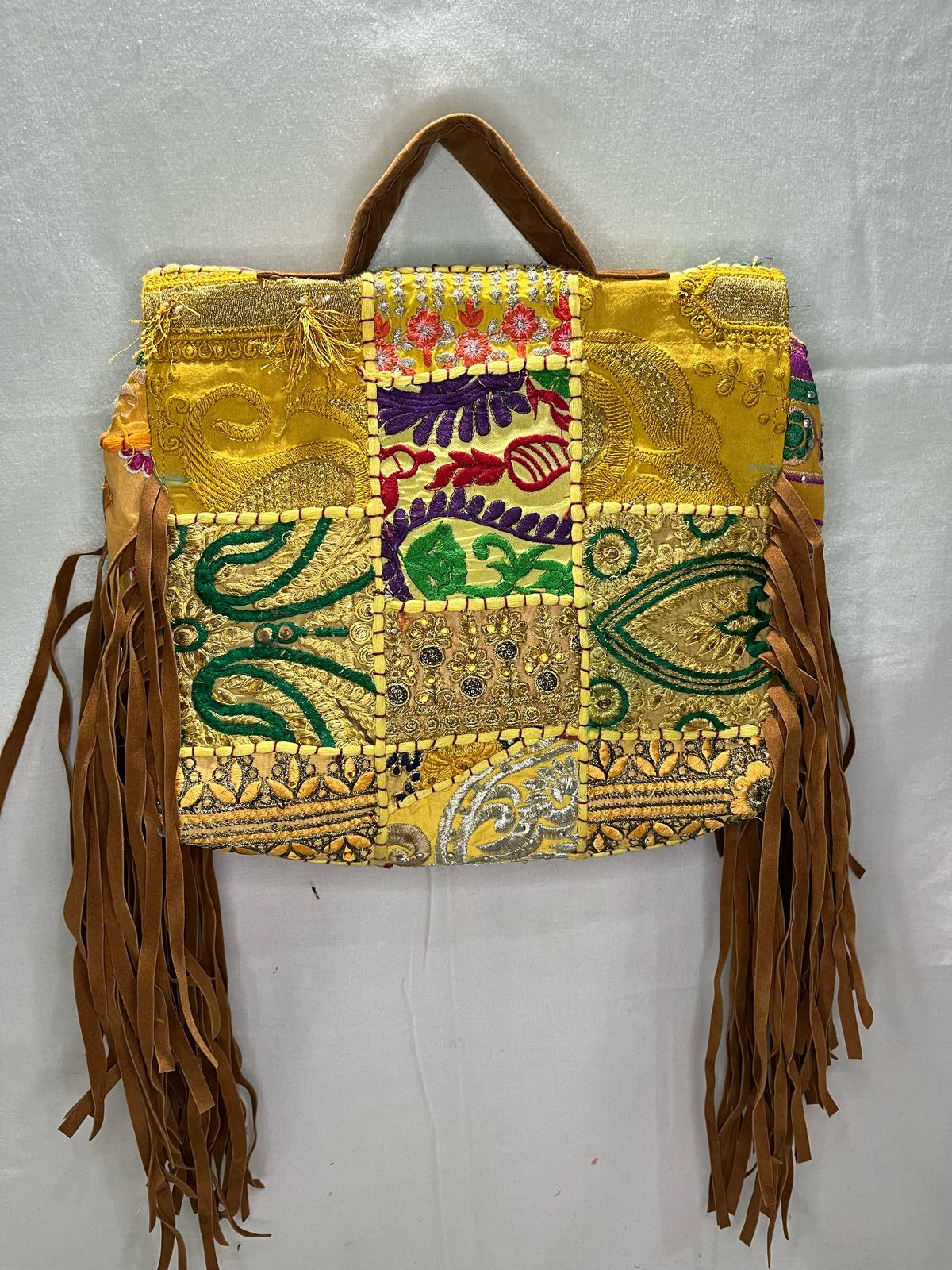 GOZYA Handcrafted Banjara Ethnic vintage Sling Bag Embroidered GZB7 Design Fringed with Strap Crossbody bag for Girls & Women