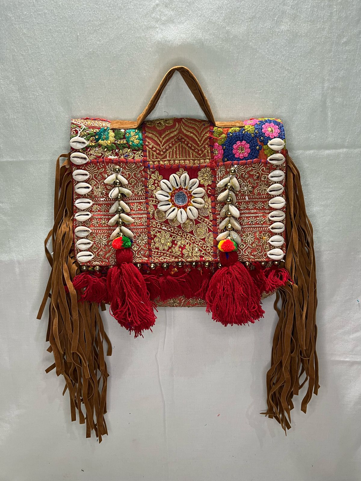 GOZYA Handcrafted Banjara Ethnic vintage Sling Bag Embroidered GZB8 Design Fringed with Strap Crossbody bag for Girls & Women