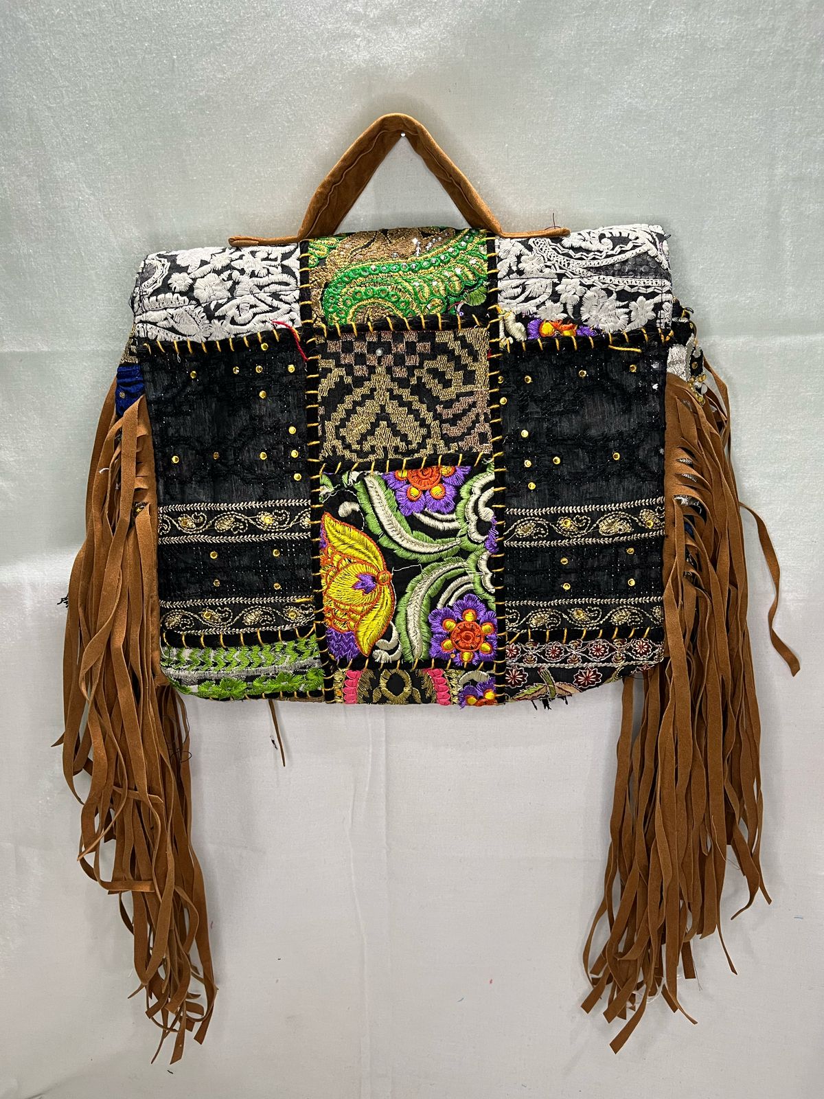 GOZYA Handcrafted Banjara Ethnic vintage Sling Bag Embroidered GZB9 Design Fringed with Strap Crossbody bag for Girls & Women