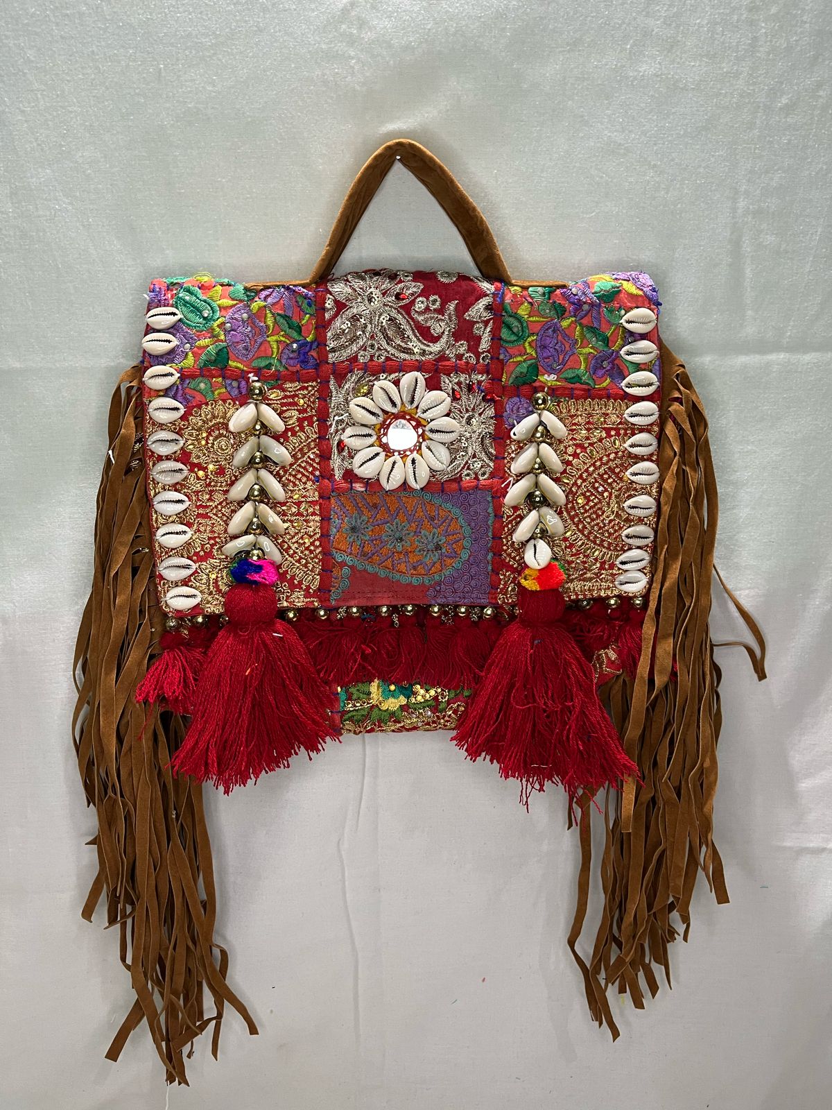 GOZYA Handcrafted Banjara Ethnic vintage Sling Bag Embroidered GZB10 Design Fringed with Strap Crossbody bag for Girls & Women