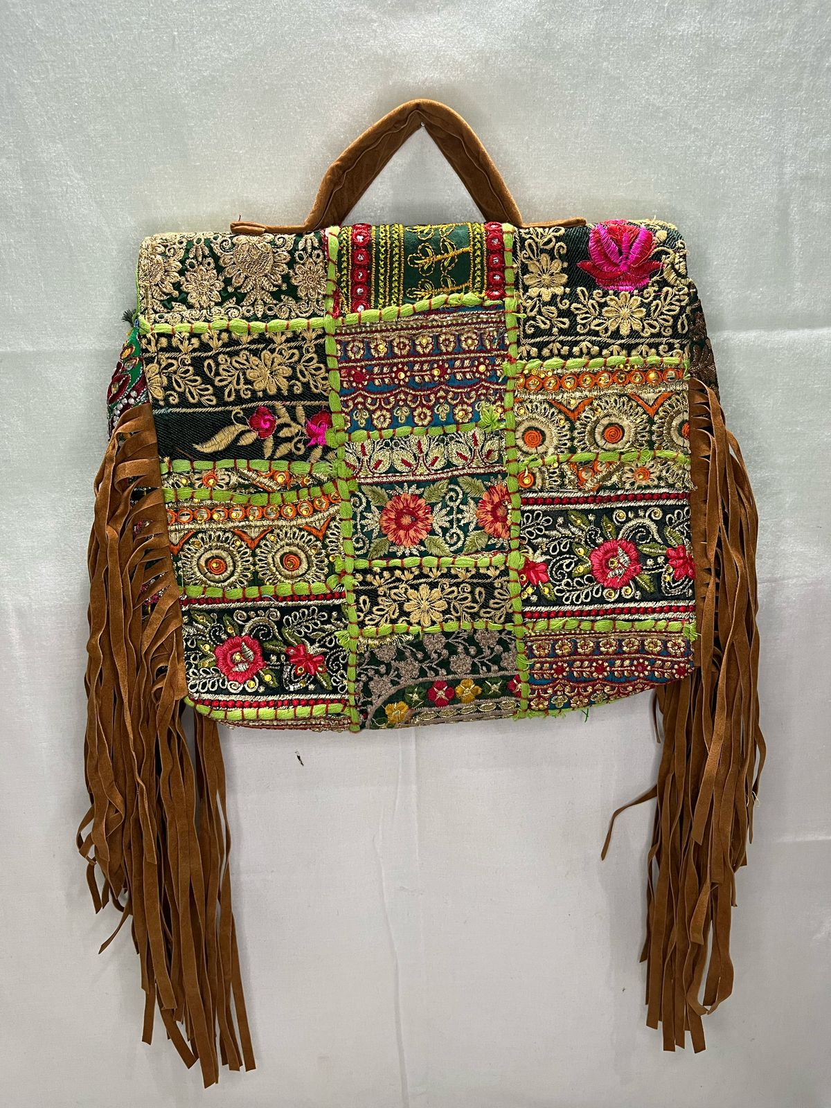 GOZYA Handcrafted Banjara Ethnic vintage Sling Bag Embroidered GZB12 Design Fringed with Strap Crossbody bag for Girls & Women