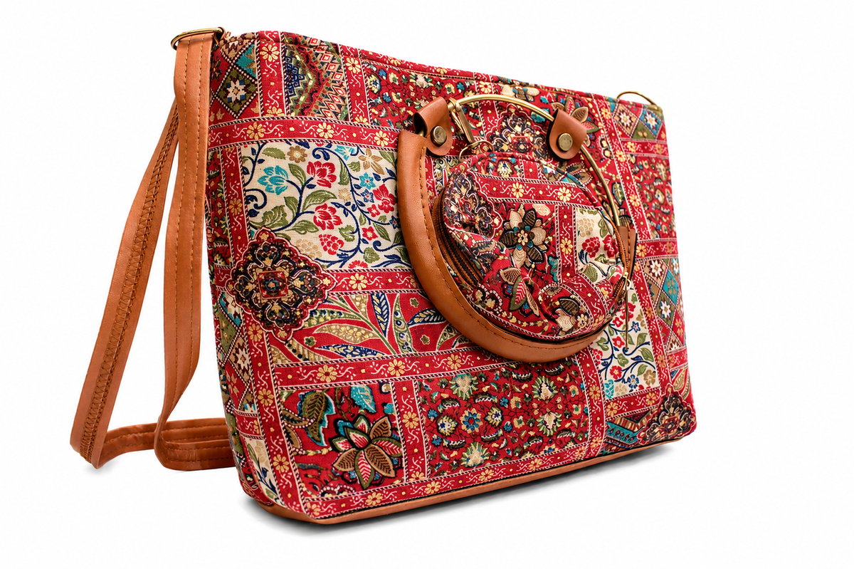 Gozya Handicraft Handbag and Shoulder Bag, Top Handle Satchel, and Spacious Zipper Compartment