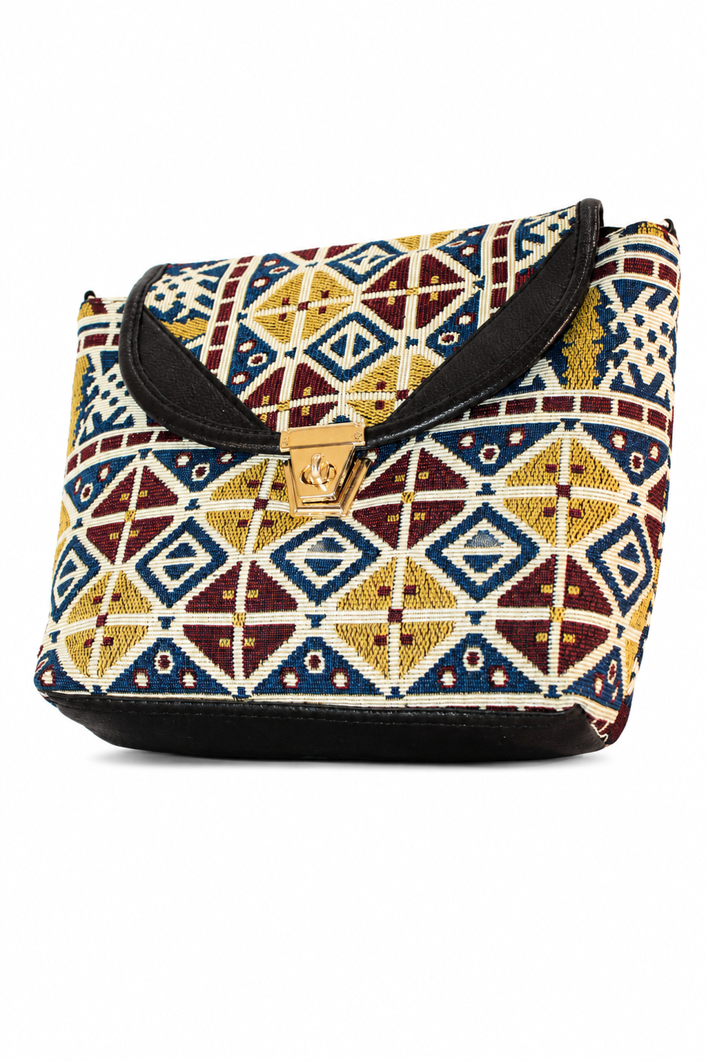 Gozya Multicolor with white lines Women's Hand Crafted Jute Flap Sling Bag
