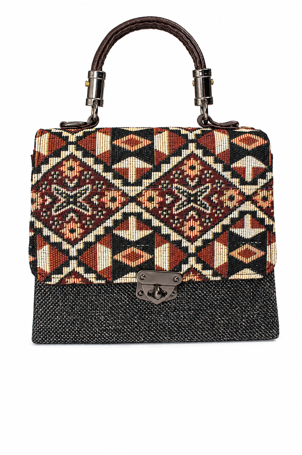 Gozya Woven Geometric Tapestry Handbag