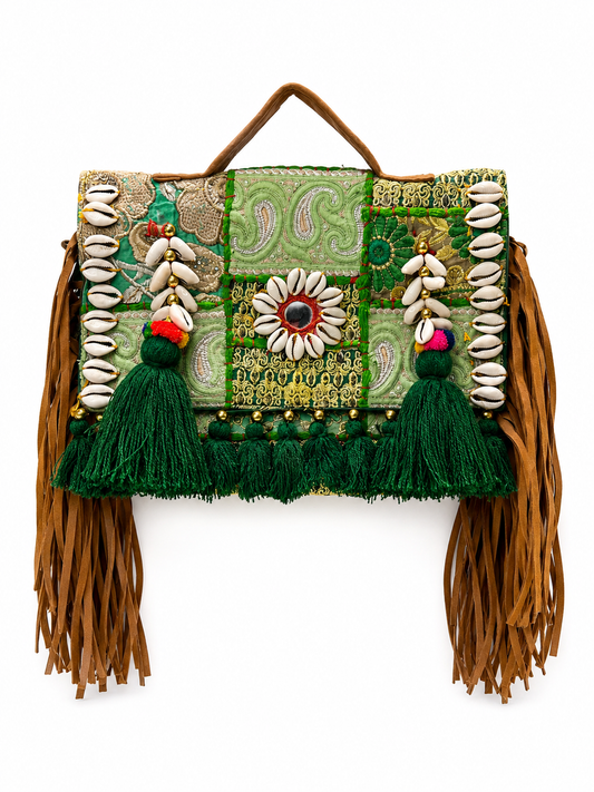 GOZYA Handcrafted Banjara Ethnic vintage Sling Bag Embroidered GZB19 Design Fringed with Strap Crossbody bag for Girls & Women