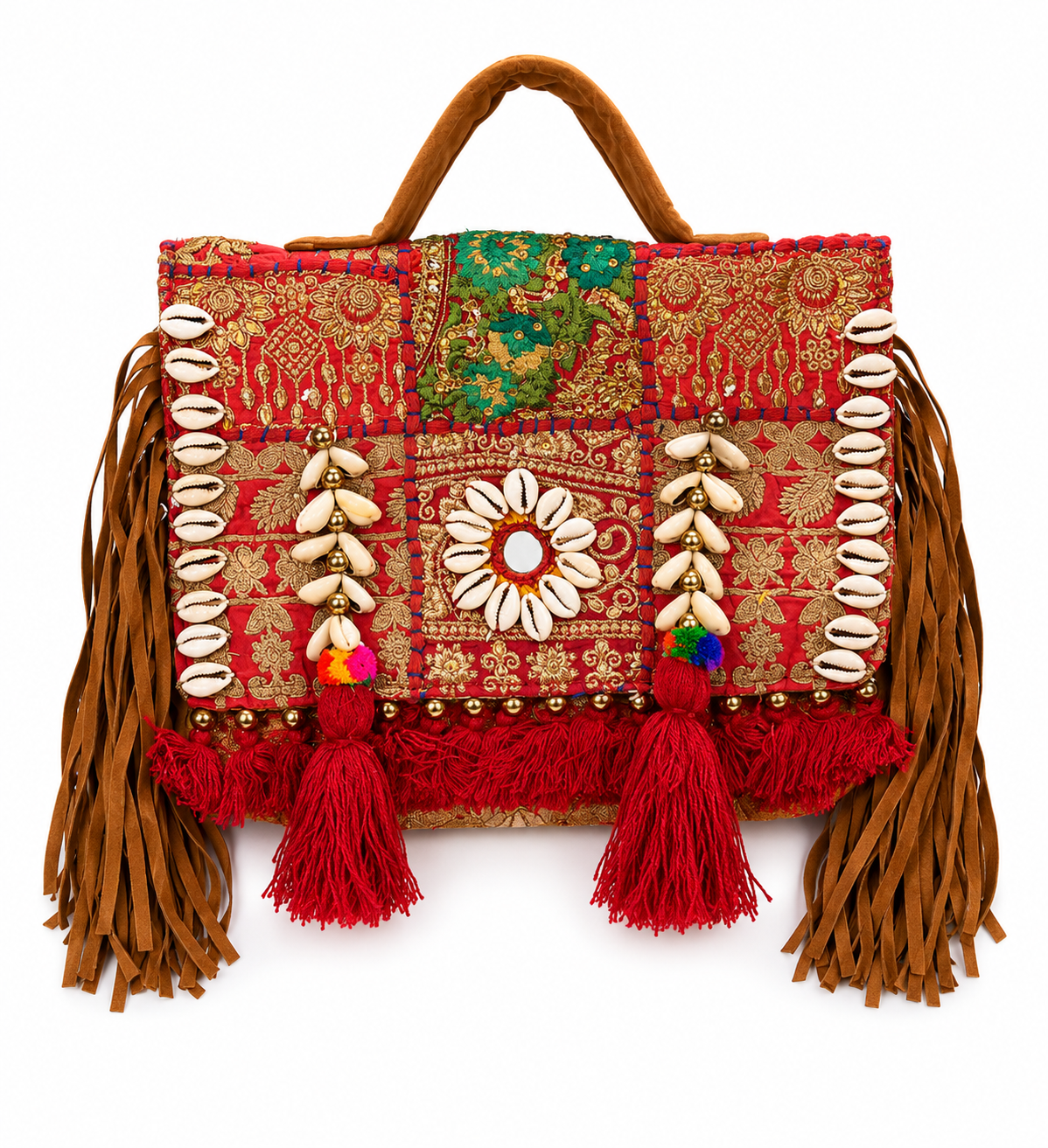 GOZYA Handcrafted Banjara Ethnic vintage Sling Bag Embroidered GZB15 Design Fringed with Strap Crossbody bag for Girls & Women