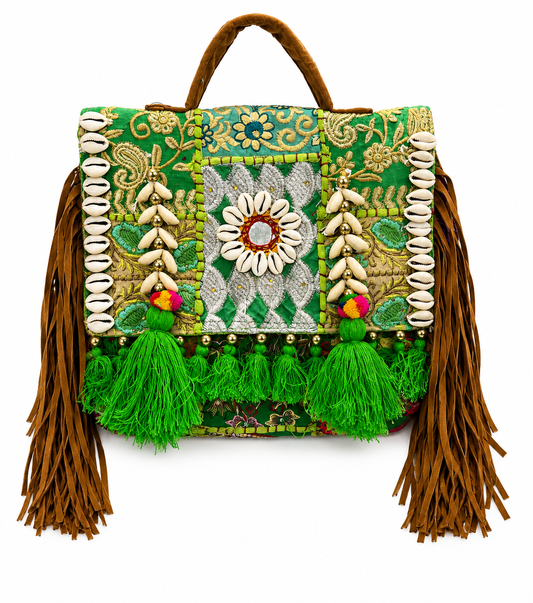GOZYA Handcrafted Banjara Ethnic vintage Sling Bag Embroidered GZB14 Design Fringed with Strap Crossbody bag for Girls & Women