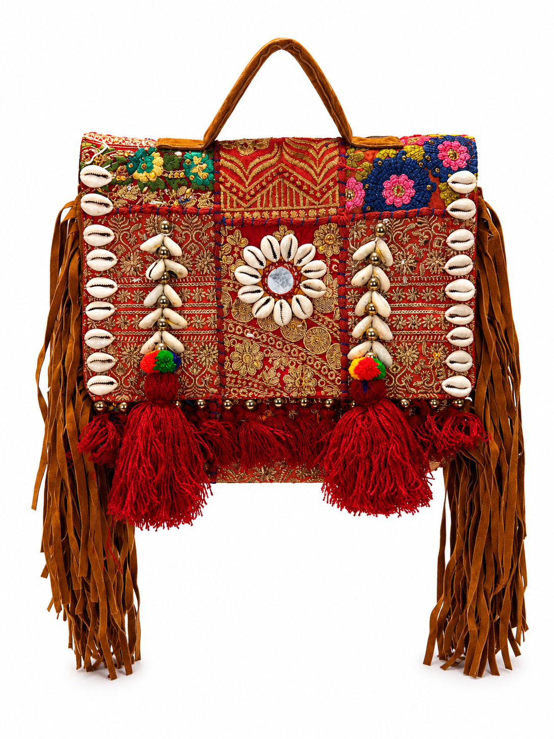 GOZYA Handcrafted Banjara Ethnic vintage Sling Bag Embroidered GZB8 Design Fringed with Strap Crossbody bag for Girls & Women