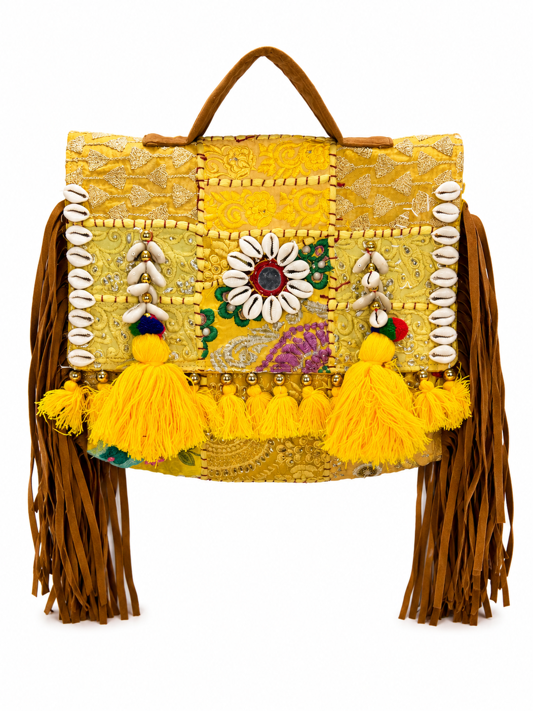 GOZYA Handcrafted Banjara Ethnic vintage Sling Bag Embroidered GZB5 Design Fringed with Strap Crossbody bag for Girls & Women