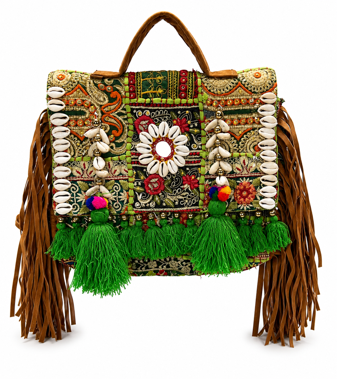 GOZYA Handcrafted Banjara Ethnic vintage Sling Bag Embroidered GZB12 Design Fringed with Strap Crossbody bag for Girls & Women