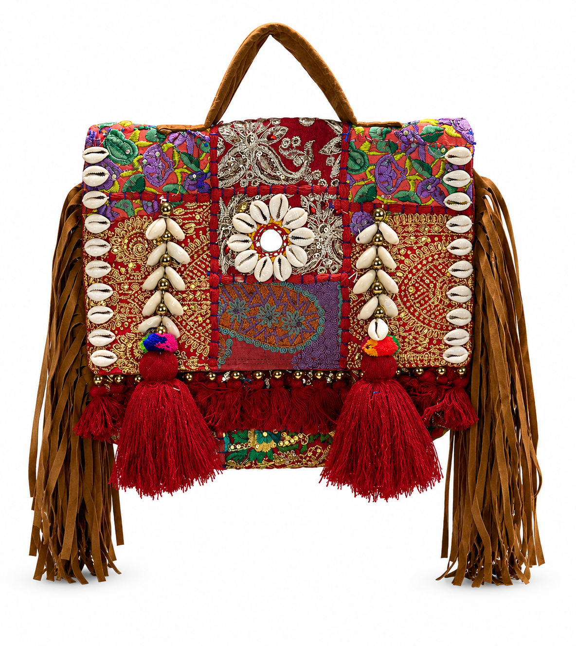 GOZYA Handcrafted Banjara Ethnic vintage Sling Bag Embroidered GZB10 Design Fringed with Strap Crossbody bag for Girls & Women