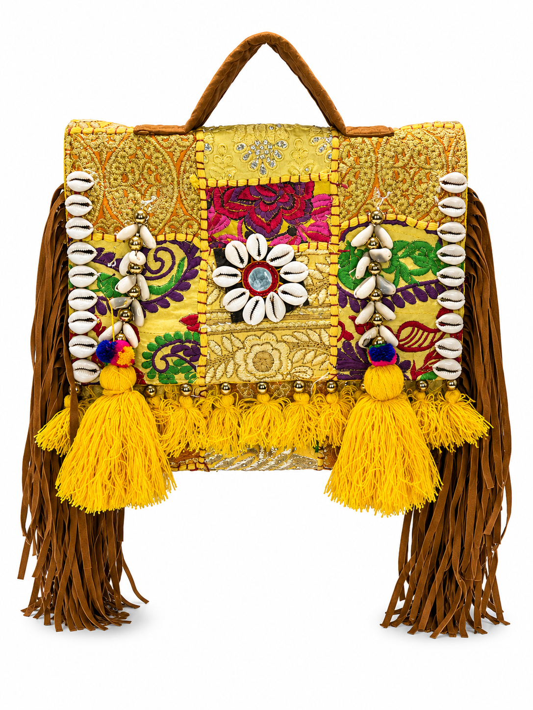 GOZYA Handcrafted Banjara Ethnic vintage Sling Bag Embroidered GZB2 Design Fringed with Strap Crossbody bag for Girls & Women
