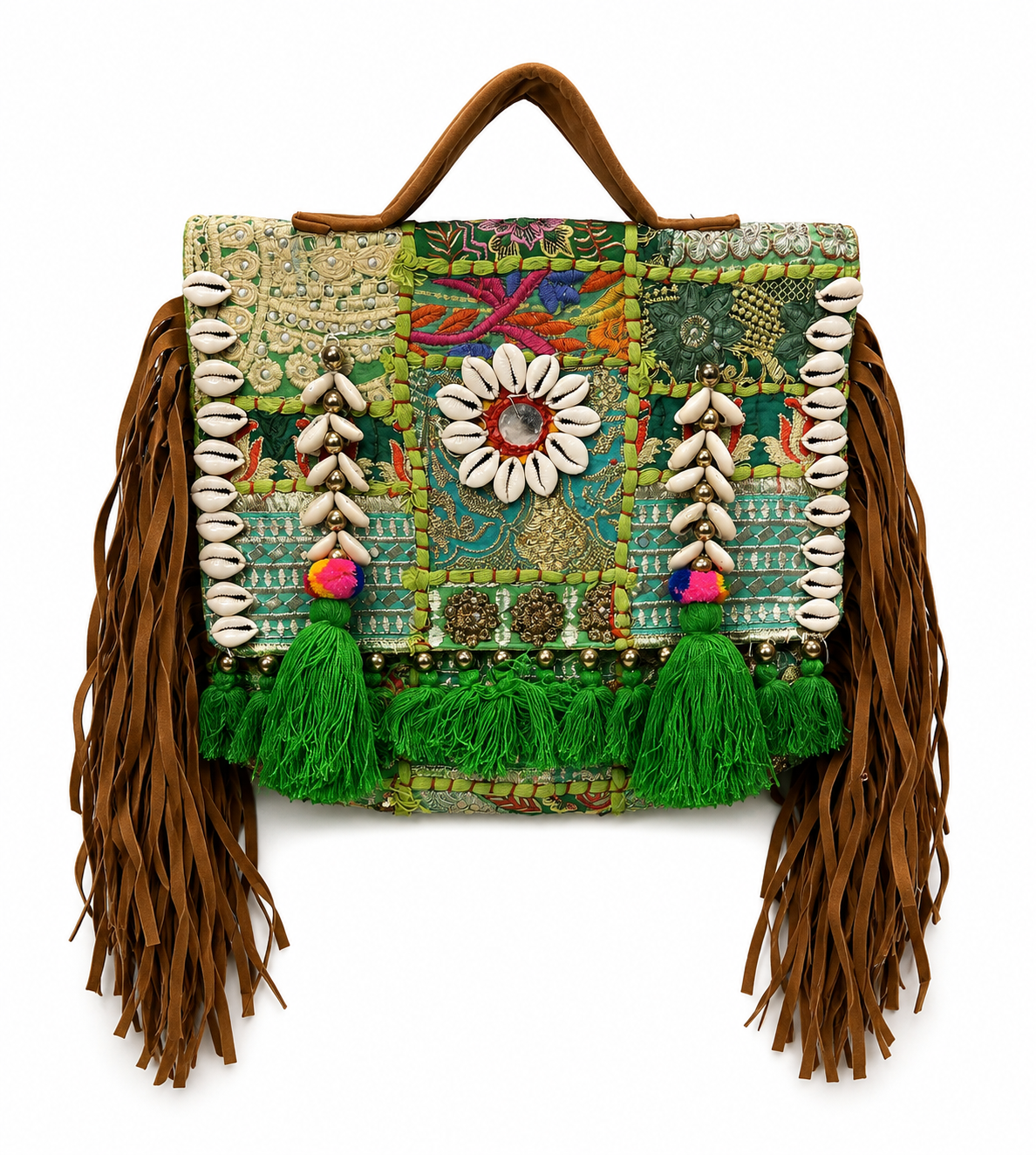 GOZYA Handcrafted Banjara Ethnic vintage Sling Bag Embroidered GZB17 Design Fringed with Strap Crossbody bag for Girls & Women