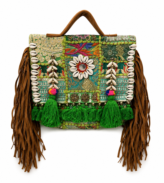 GOZYA Handcrafted Banjara Ethnic vintage Sling Bag Embroidered GZB17 Design Fringed with Strap Crossbody bag for Girls & Women