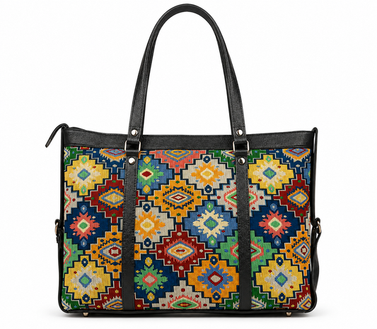 Gozya multicolor block print Tote Bag handcrafted with elegant Design