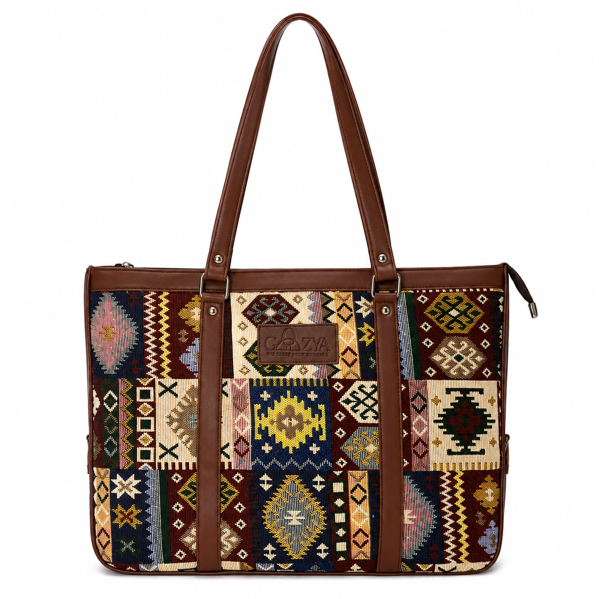Gozya Vegan Leather Printed Handcraft Tote Bag with Elegant Design