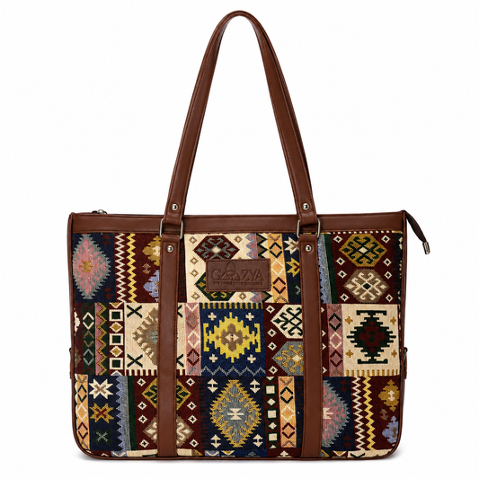 Gozya Vegan Leather Printed Handcraft Tote Bag with Elegant Design