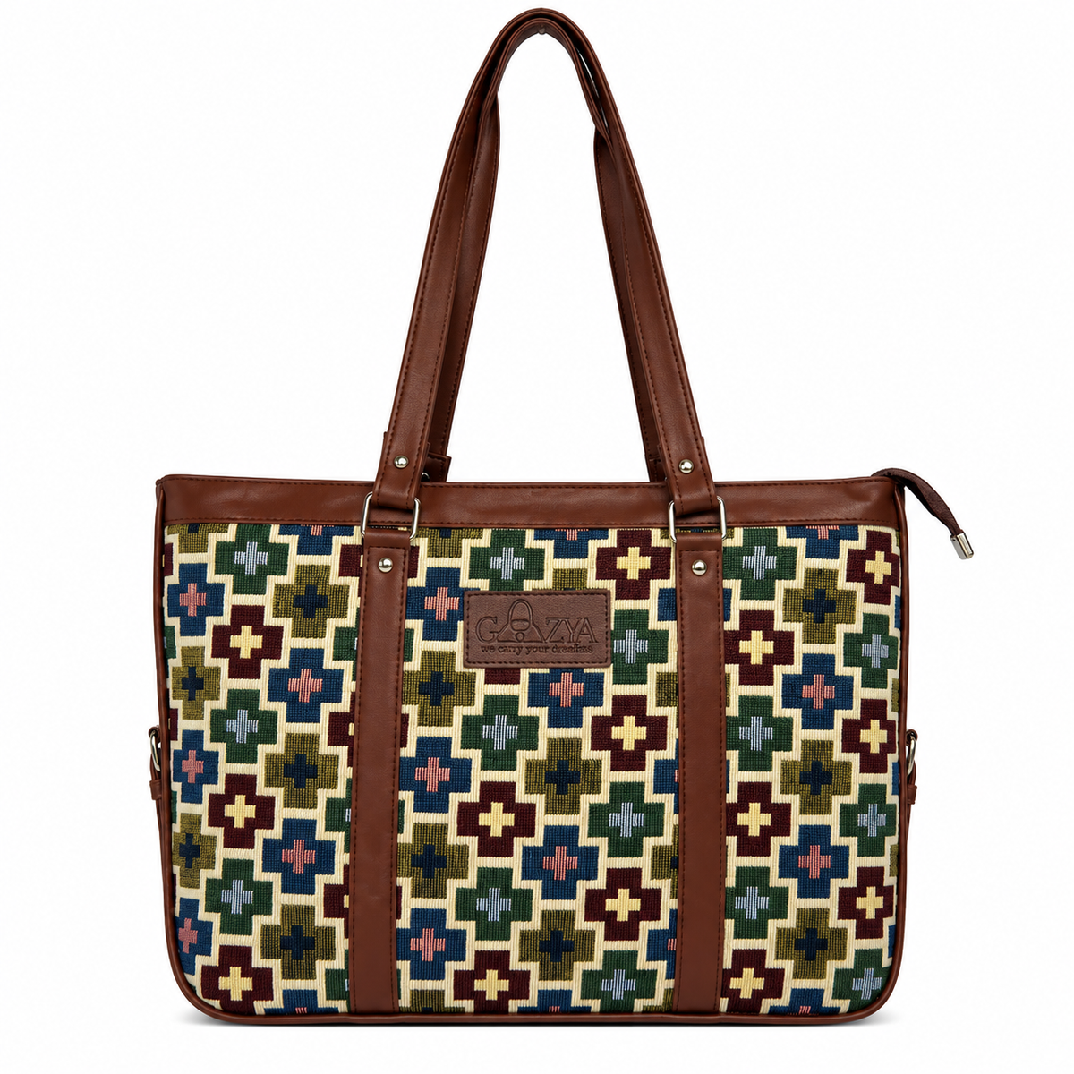 Gozya Vegan Leather Printed multicolor Handcraft Tote Bag with Elegant Design