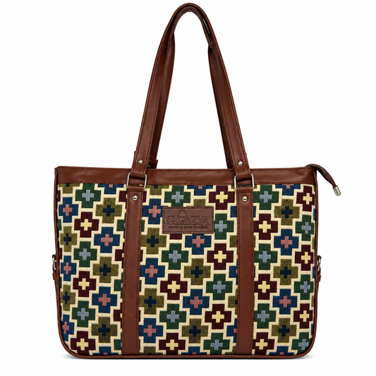 Gozya Vegan Leather Printed multicolor Handcraft Tote Bag with Elegant Design