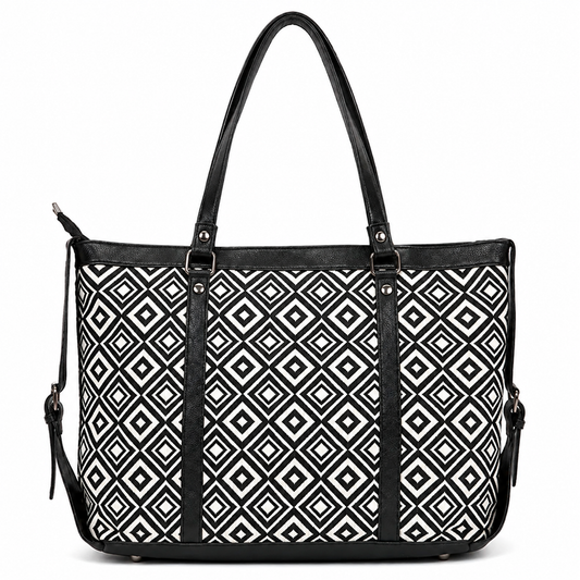 Gozya Handcraft tote bag with black and white combination