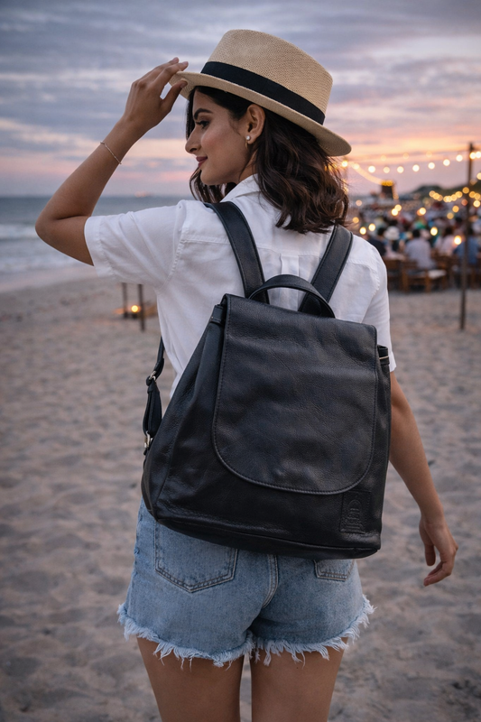 Noir Soft Leather Backpack