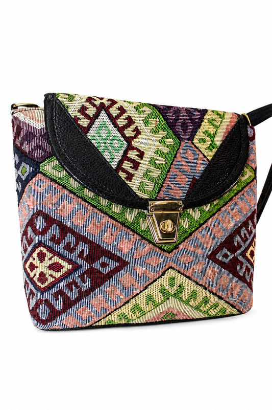 Gozya Printed Women's Hand Crafted Jute Multicolour Flap Sling Bag