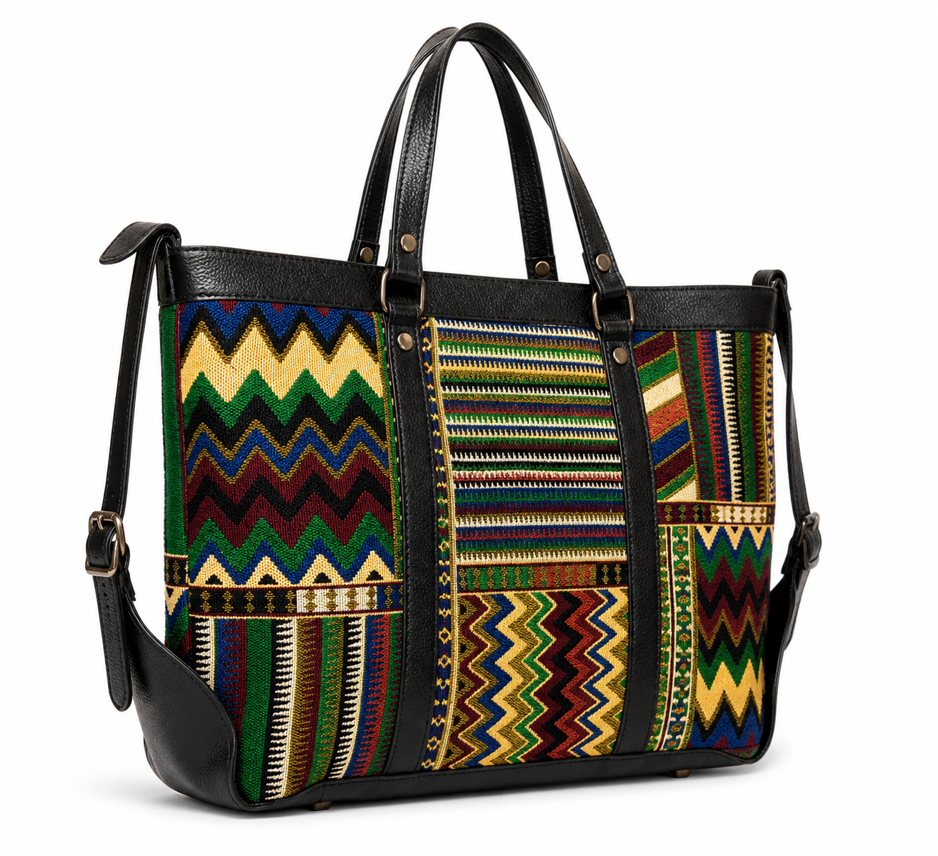 Gozya Black wave Printed Tote Bag handcrafted with elegant Design