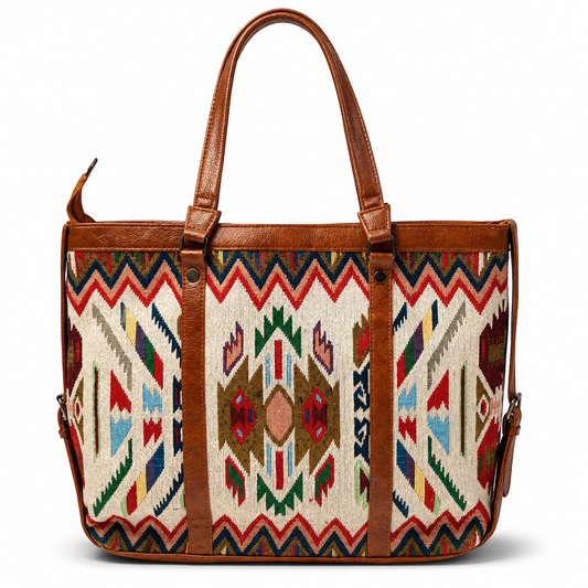 Gozya Brown Printed Tote Bag handcrafted with elegant Design