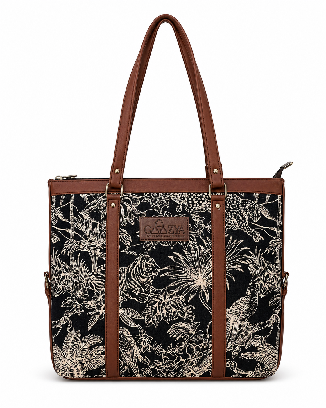 Gozya Handcraft Vegan Leather Black color Animal Print Tote Bag with Elegant Design