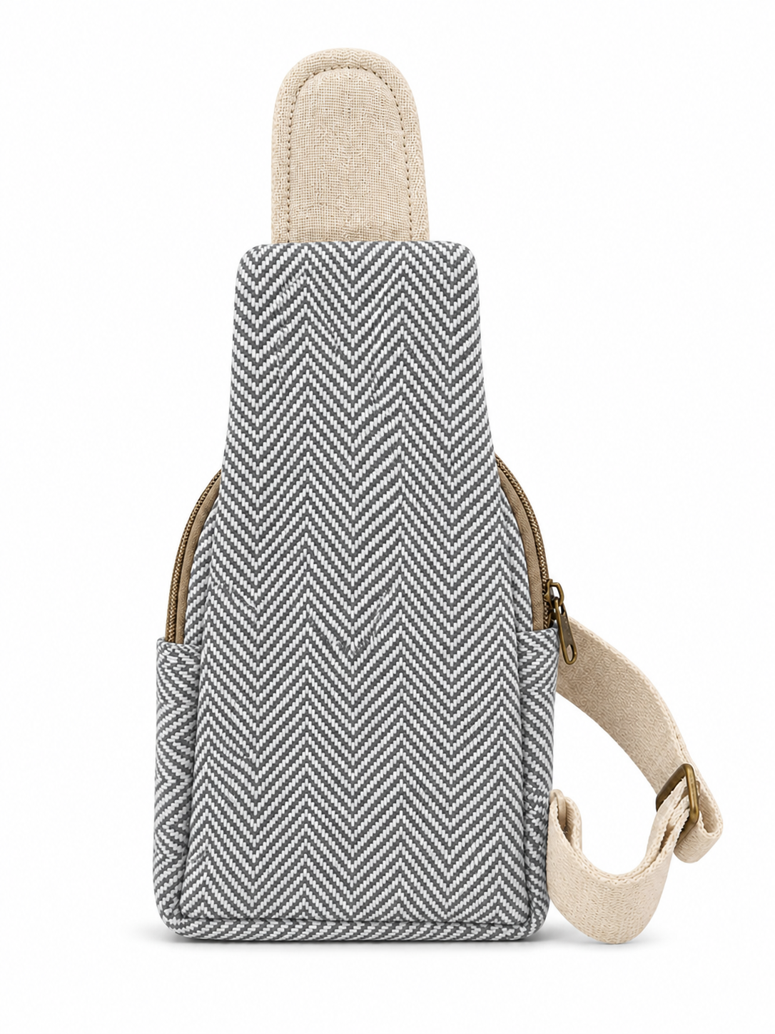 Gozya Natural Hemp Stylish Crossbody Shoulder bag Backpack Adjustable Strap for Men & Women with multi utility pouch