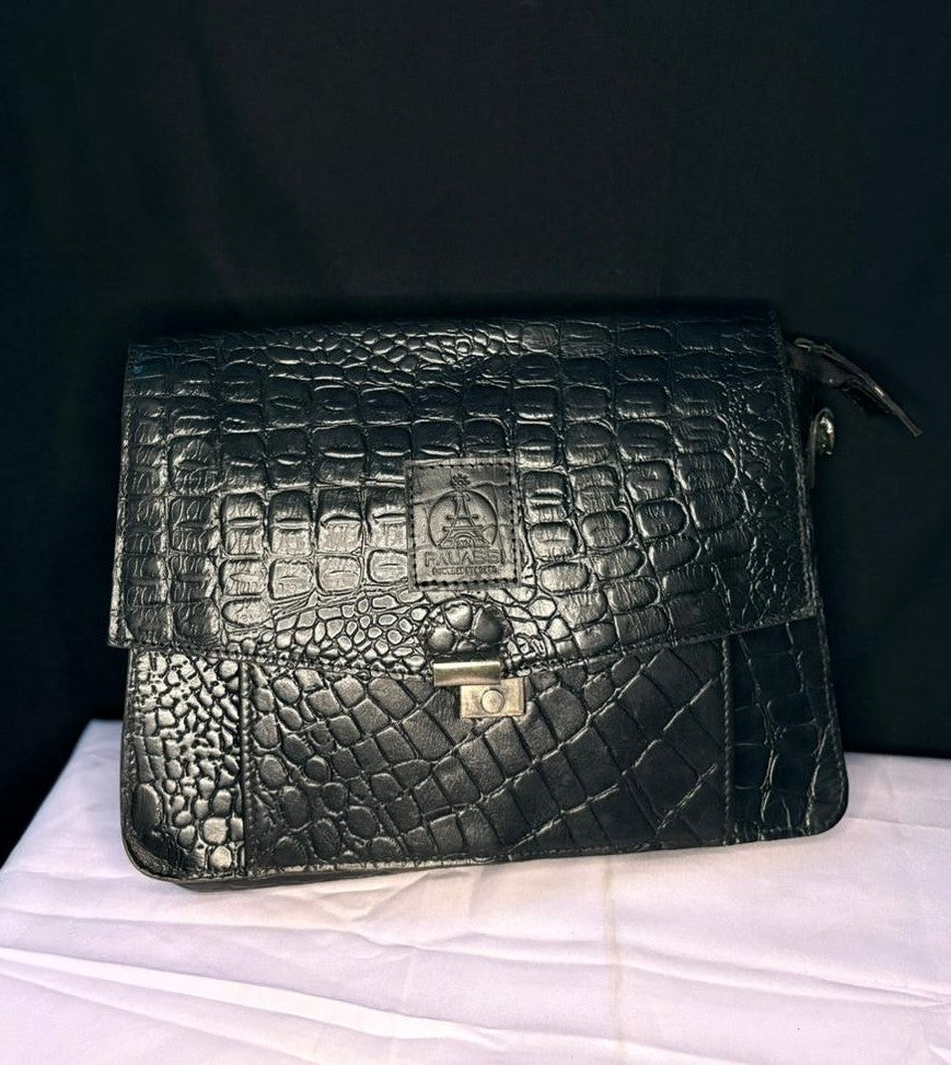 Noir Croc Statement Sling