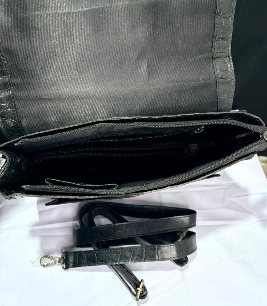 Noir Croc Statement Sling