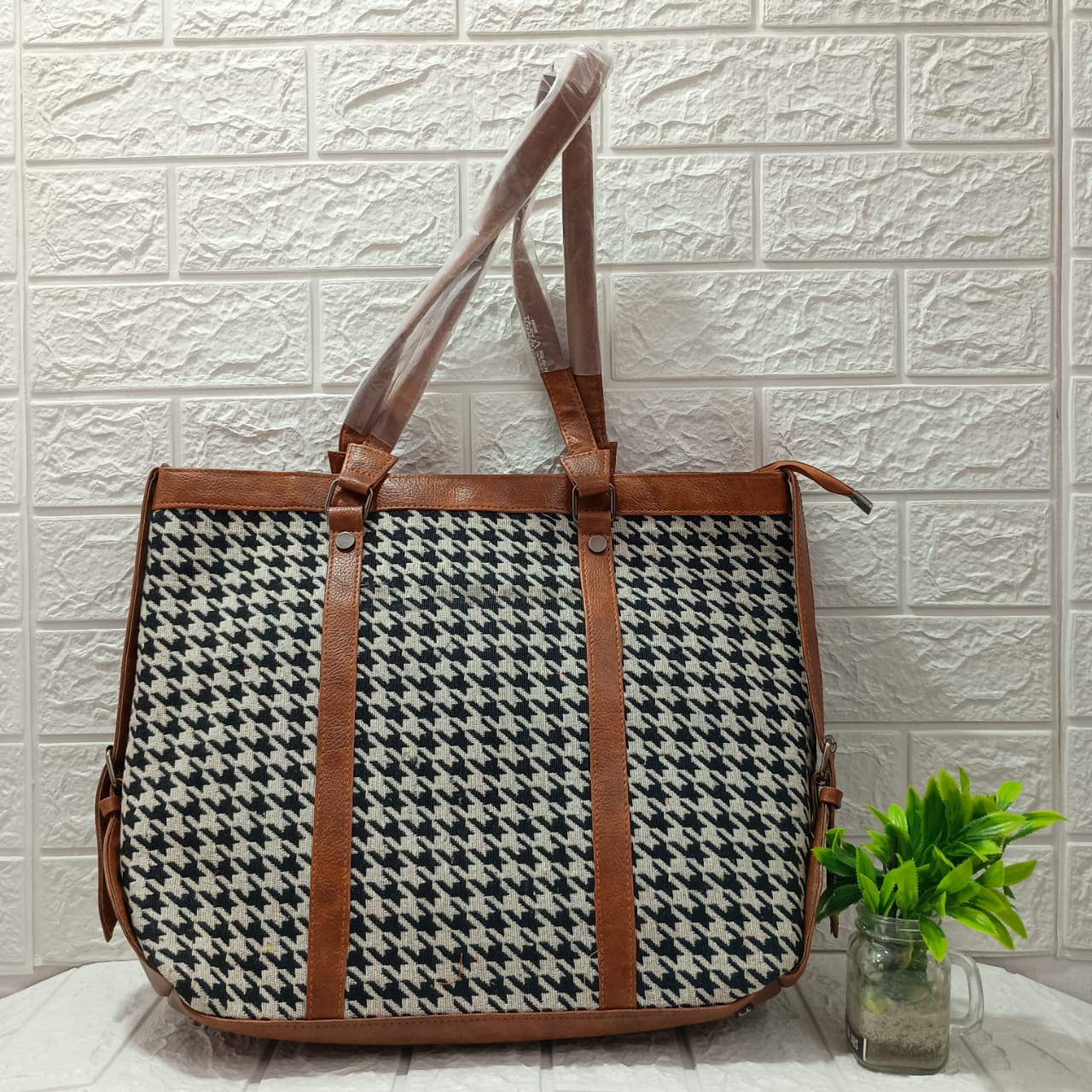 Gozya Handcraft Tote Bag with Brown & Black Combination