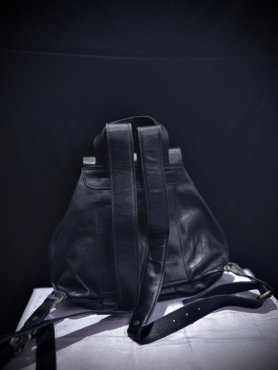 Noir Soft Leather Backpack