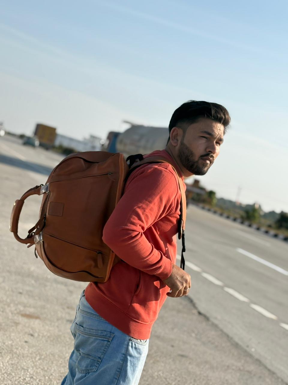 Premium Leather Travel Duffle Backpack