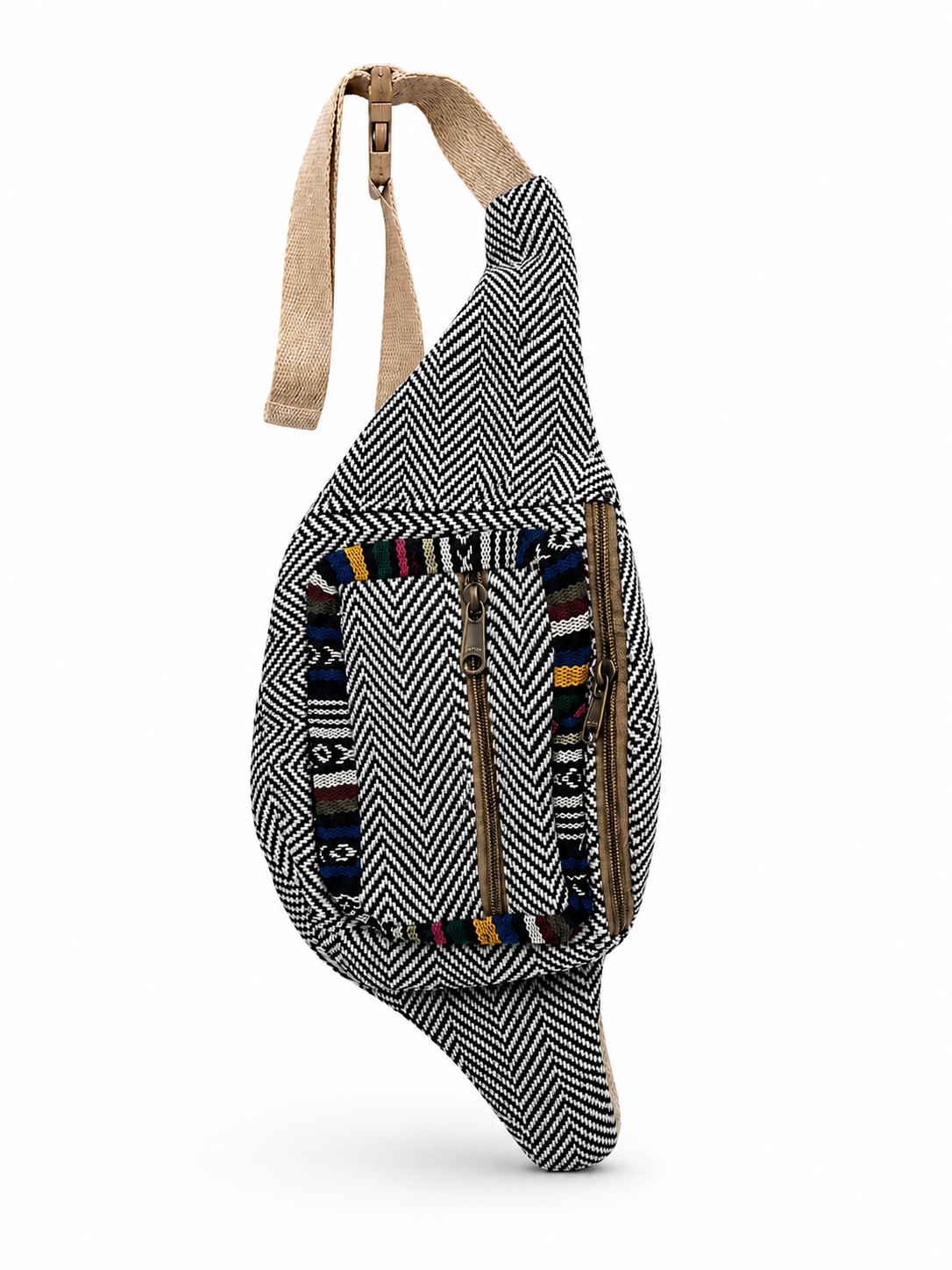 GOZYA Himalayan Travel Waist Bag for Men & Women, Handcrafted Fanny Pack for Men with 100% Pure Hemp Fabric, Durable Hip Waist Bags with Adjustable Handle