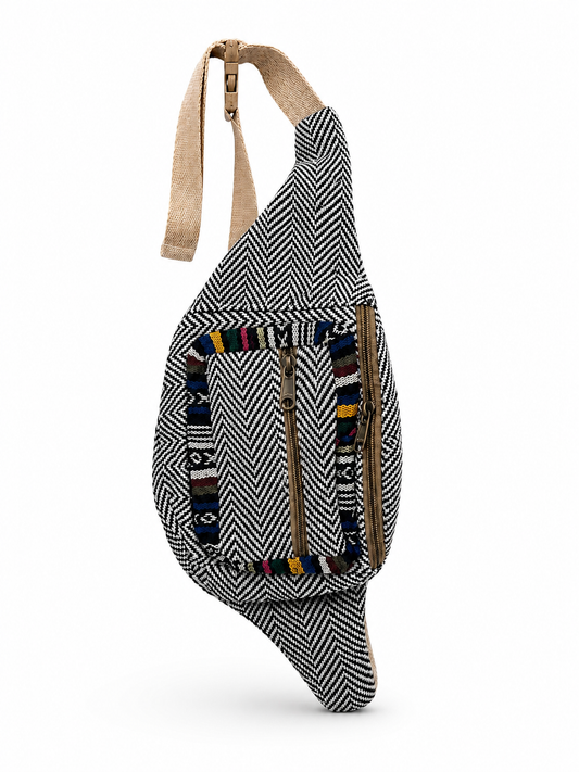 GOZYA Himalayan Travel Waist Bag for Men & Women, Handcrafted Fanny Pack for Men with 100% Pure Hemp Fabric, Durable Hip Waist Bags with Adjustable Handle